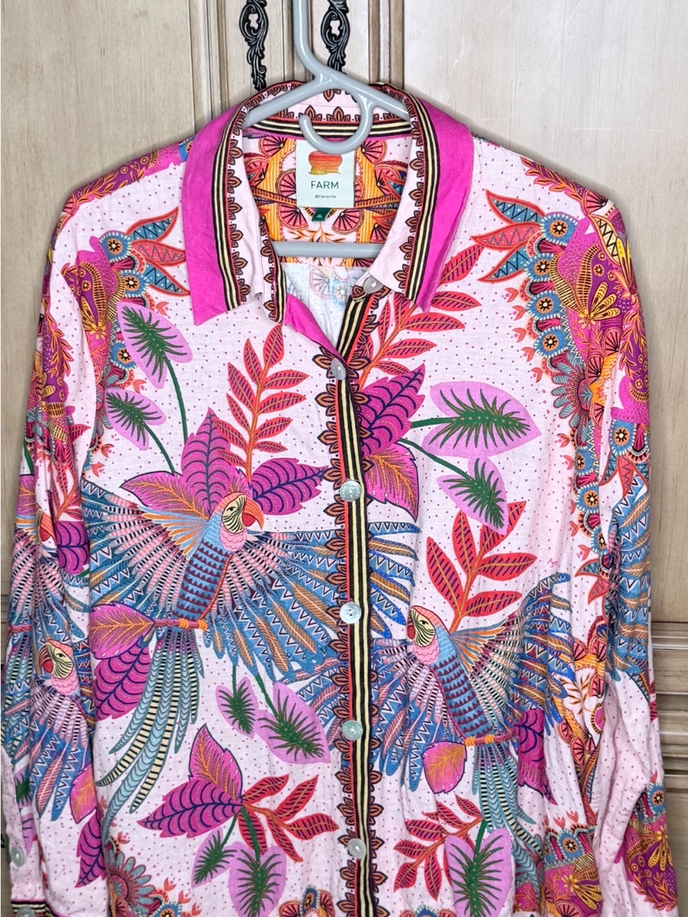 FarmRio Women's Macaw Scarf Shirt - Picture 5 of 6